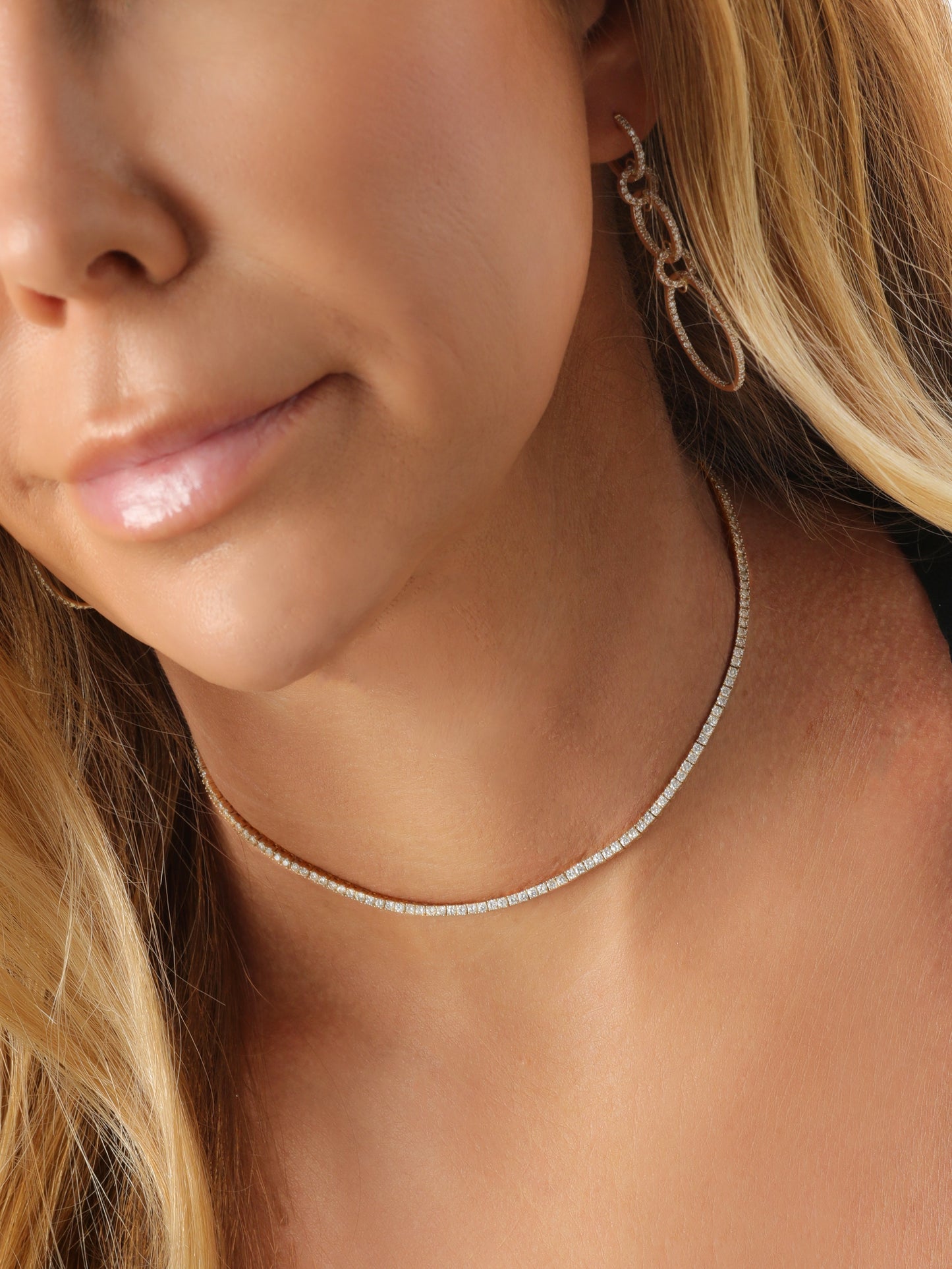 14k Yellow Gold 4 Prong Diamond Tennis Necklace