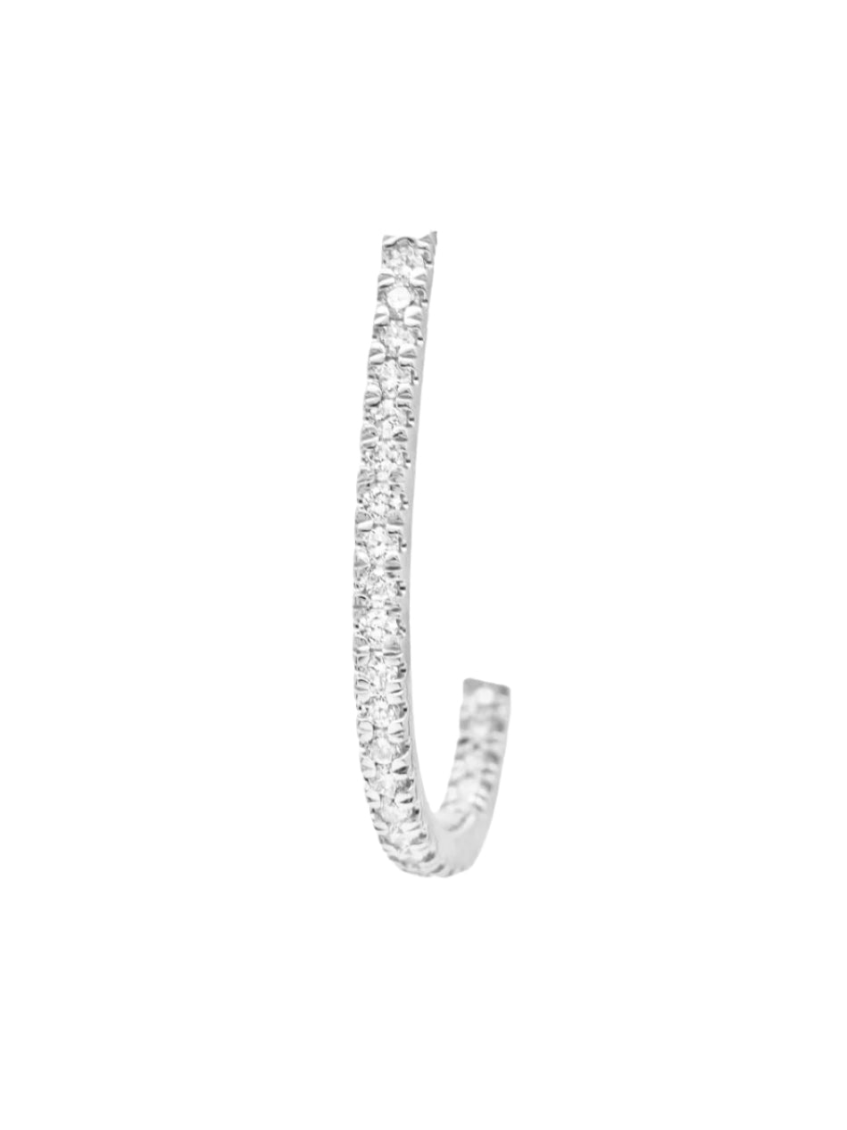 14k White Gold Diamond Oval Hoop Earrings