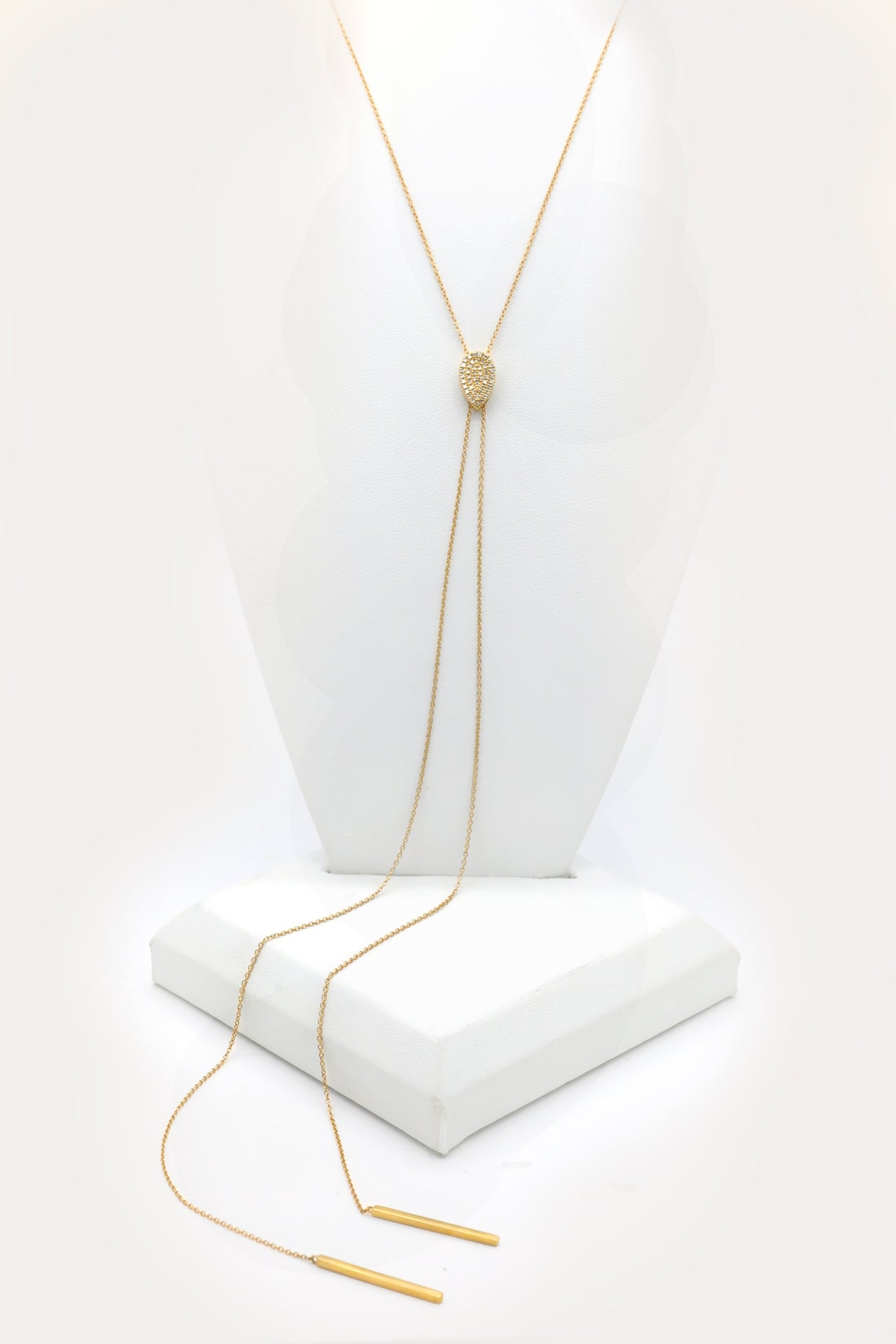 14k Yellow Gold Diamond Adjustable Lariat Necklace