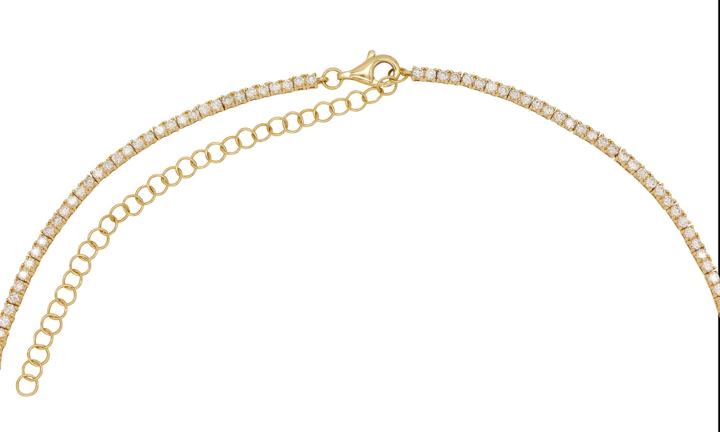14k Yellow Gold 4 Prong Diamond Tennis Necklace