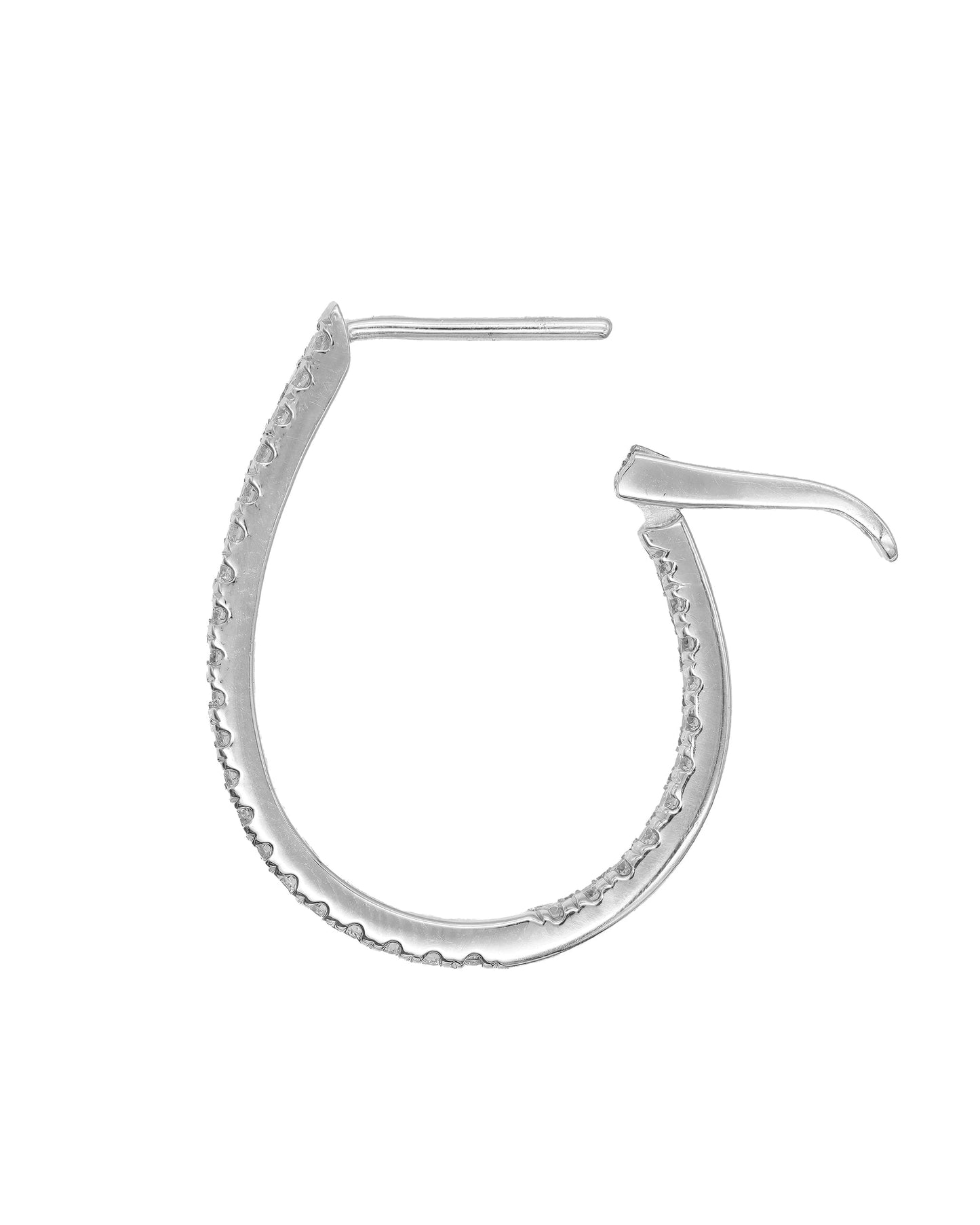 14k White Gold Diamond Oval Hoop Earrings