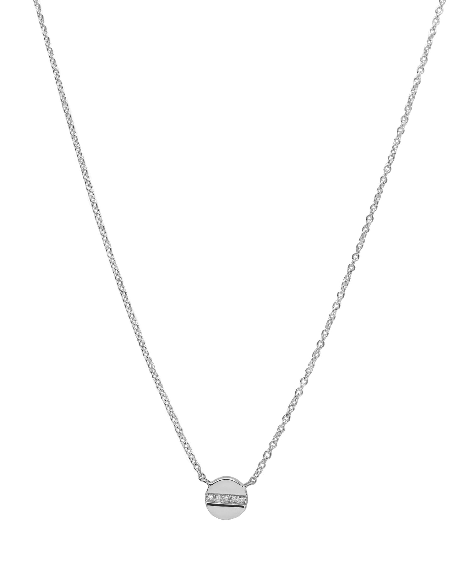 14k White Gold Diamond Screw Necklace