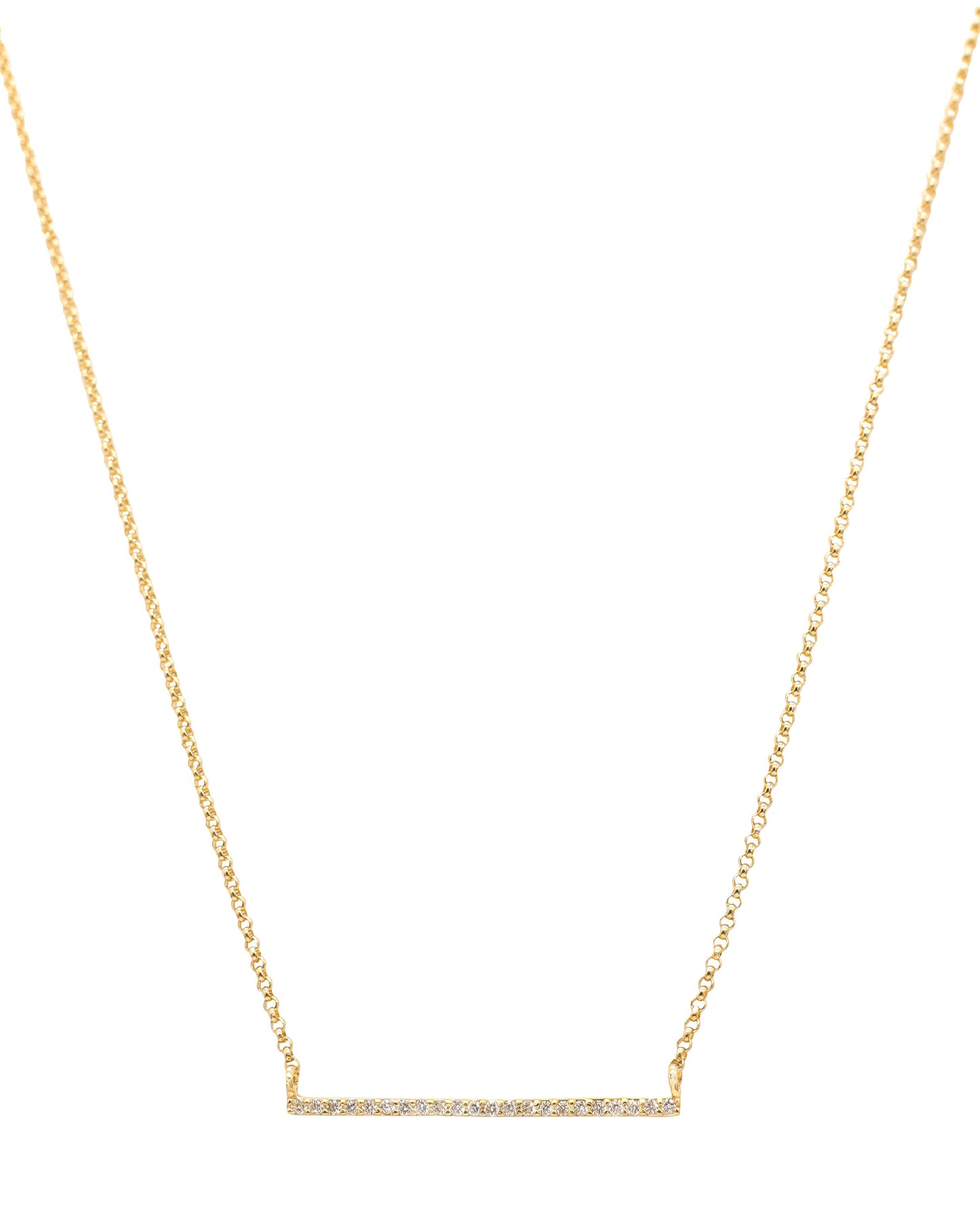 14k Yellow Gold Diamond Bar Necklace