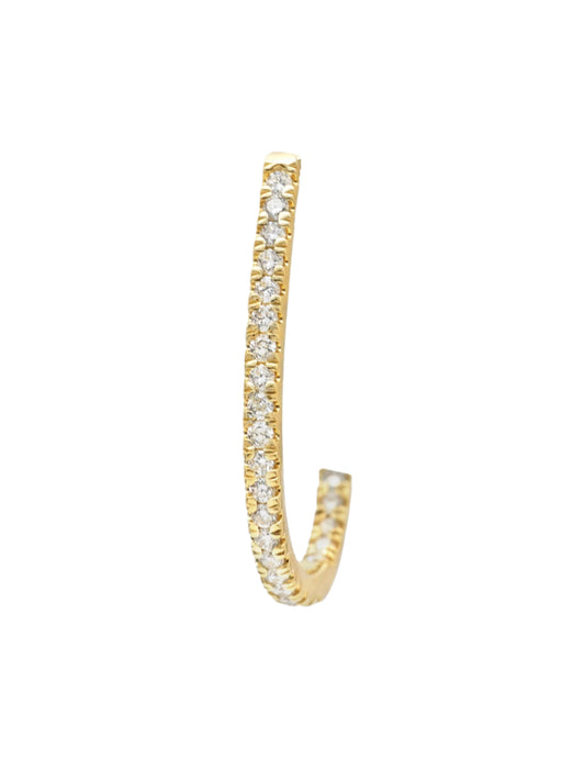 14k Yellow Gold Diamond Oval Hoop Earrings