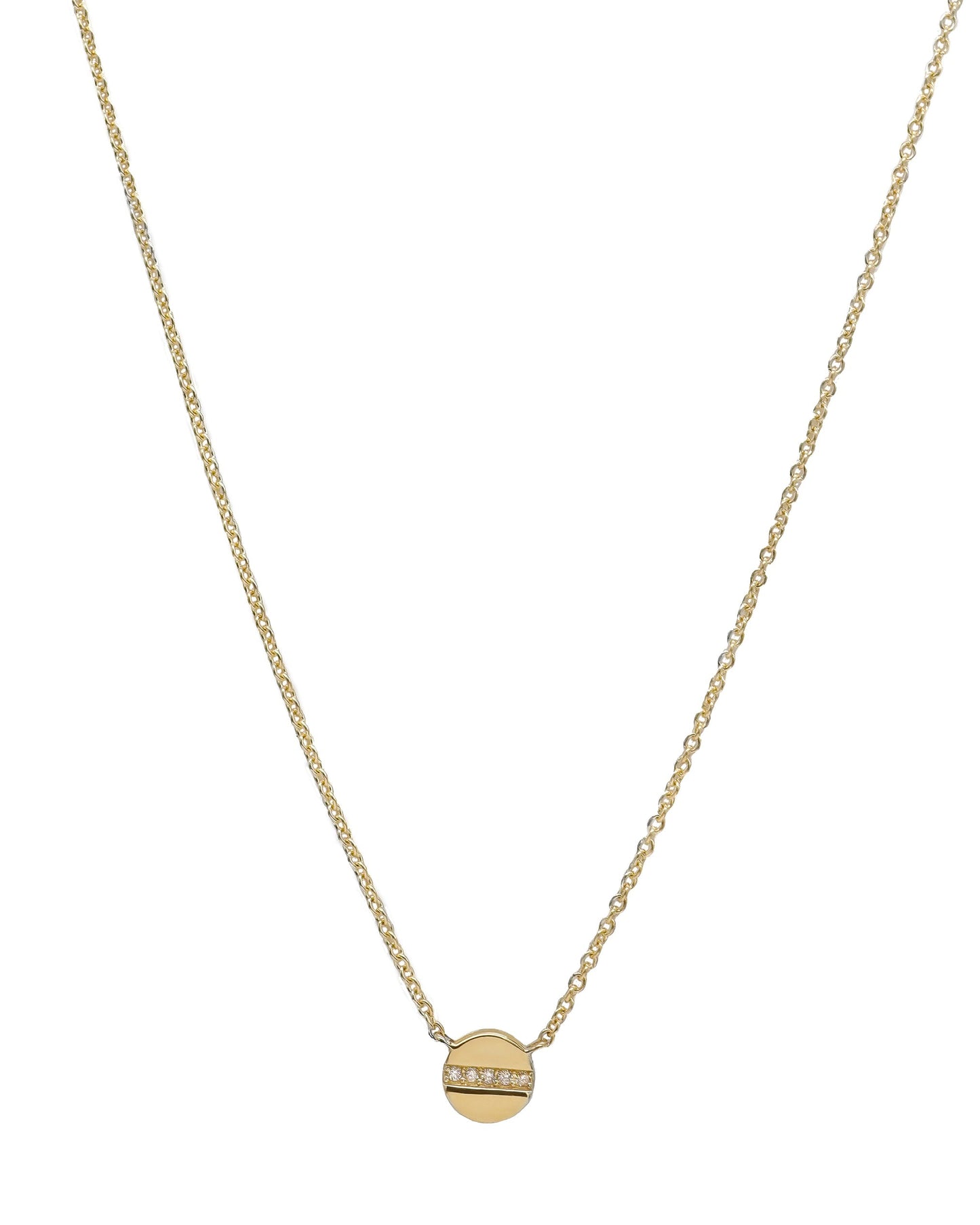 14k Yellow Gold Diamond Screw Necklace