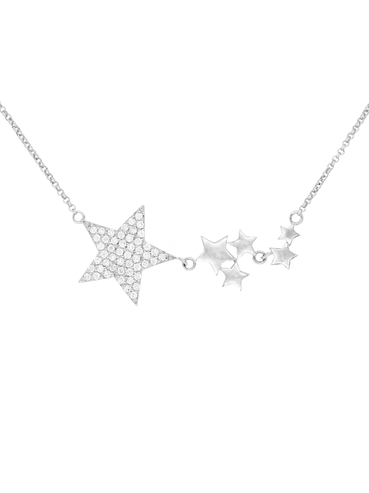 14k White Gold Diamond Queen of Stars Necklace