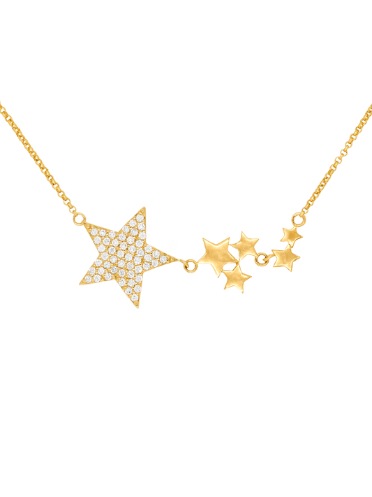 14k Yellow Gold Diamond Queen of Stars Necklace