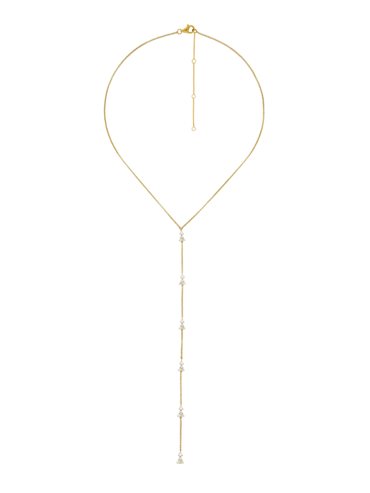 14k Yellow Gold Diamond Lariat Necklace