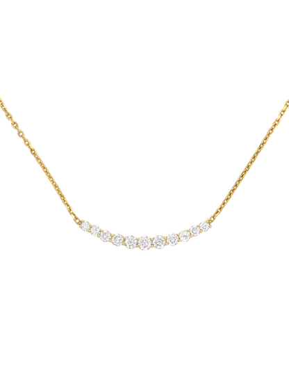 14k Yellow Gold Diamond Large Curved Bar Necklace