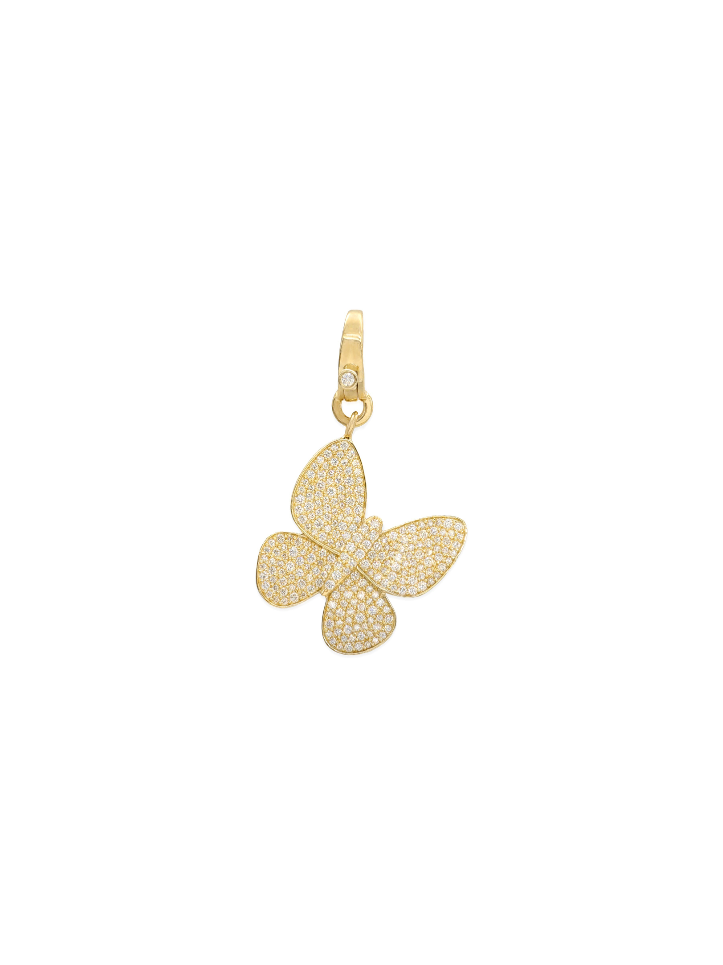14k Yellow Gold Diamond Large Butterfly Lobster Clasp Charm