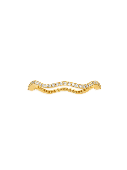 14k Yellow Gold Diamond Curvy Stackable Ring