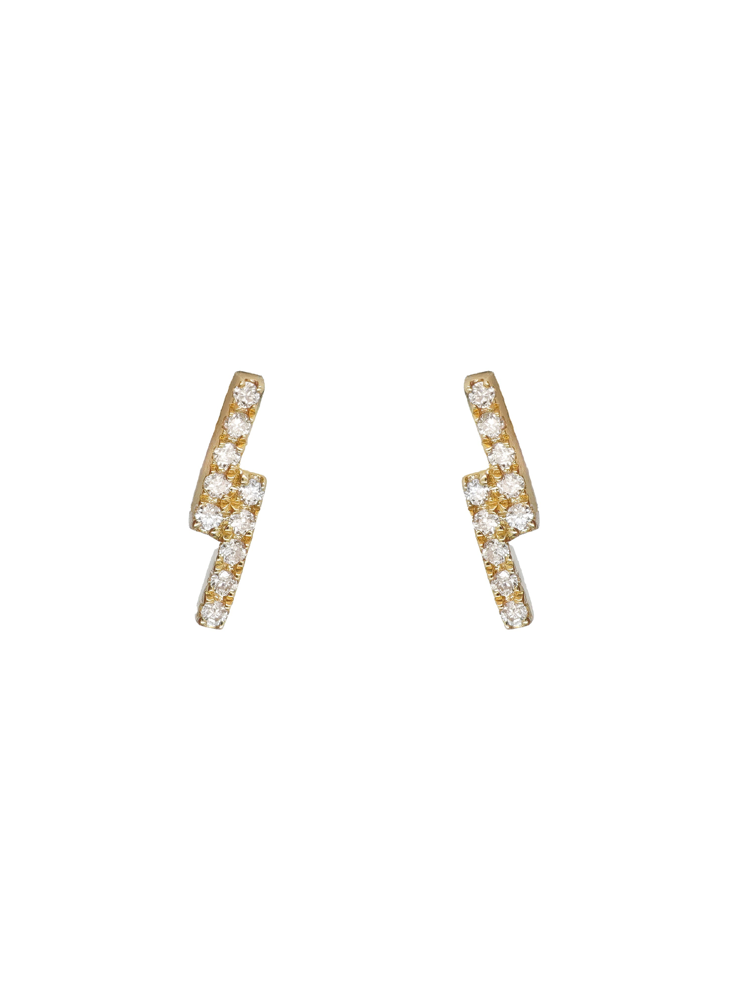 14k Yellow Gold Diamond Lightning Bolt Earrings