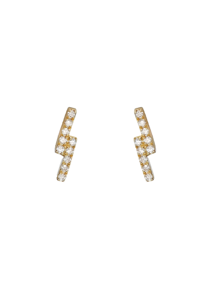 14k Yellow Gold Diamond Lightning Bolt Earrings