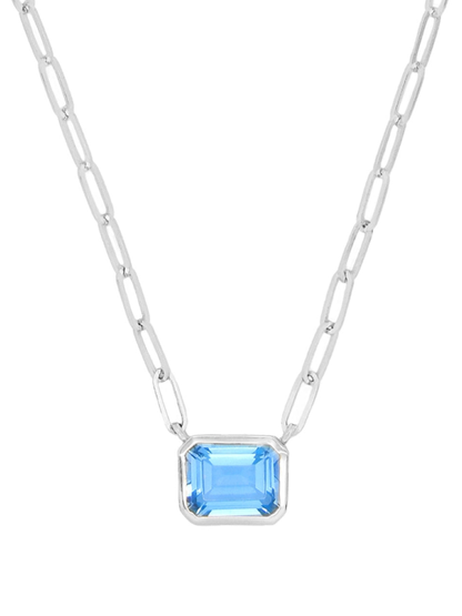 14k White Gold Blue Topaz Necklace