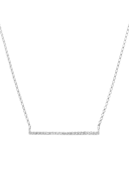 14k White Gold Diamond Bar Necklace