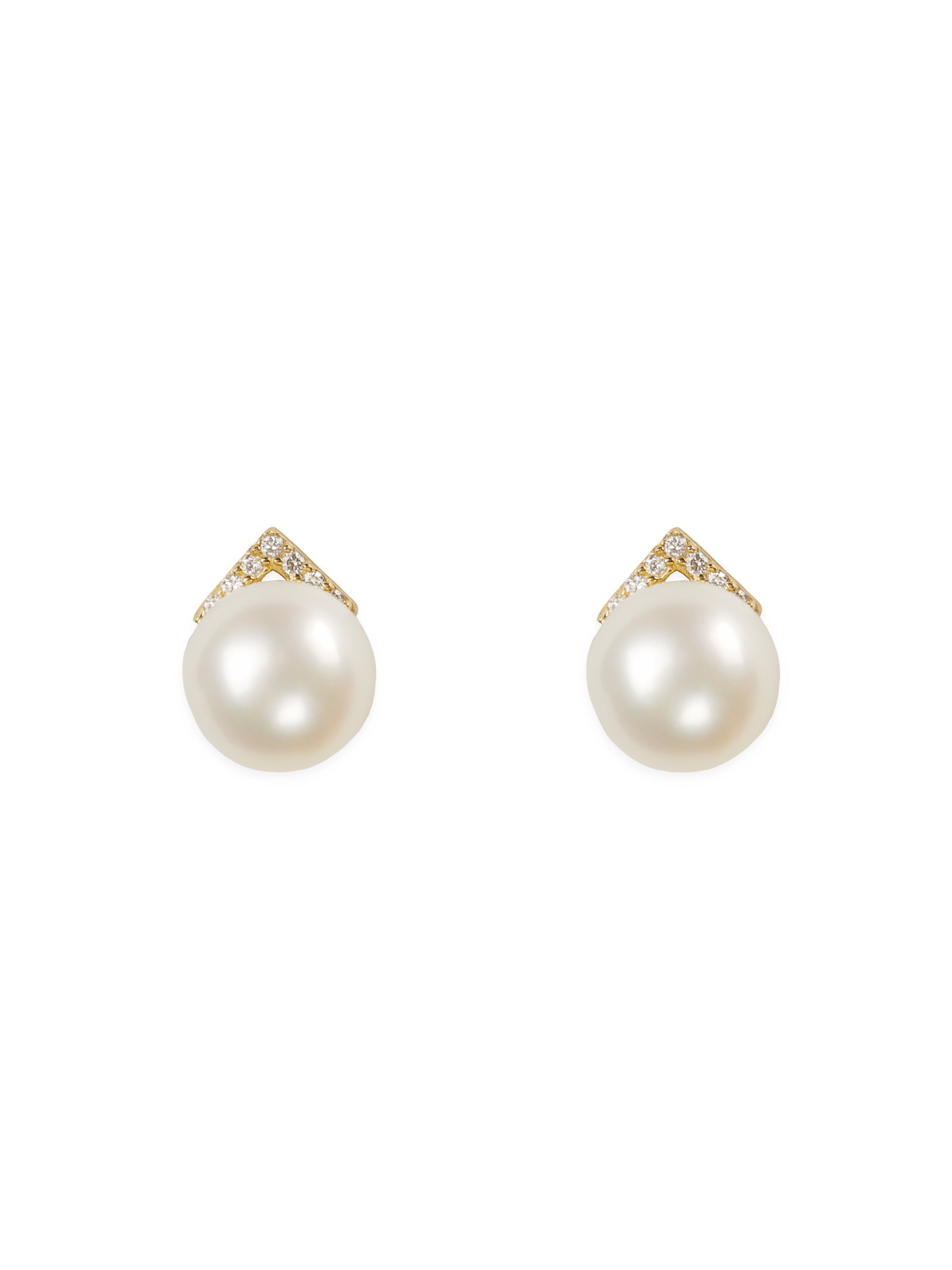 14k Yellow Gold Pearl Diamond Earrings