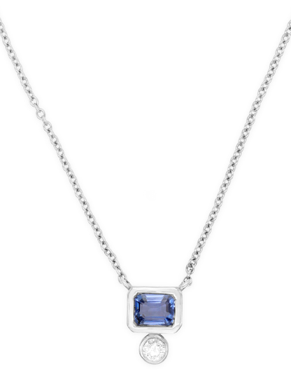 14k White Gold Blue Sapphire/Diamond Necklace