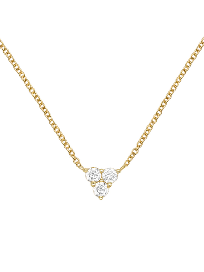 14k Yellow Gold Diamond Triangle Cluster Necklace