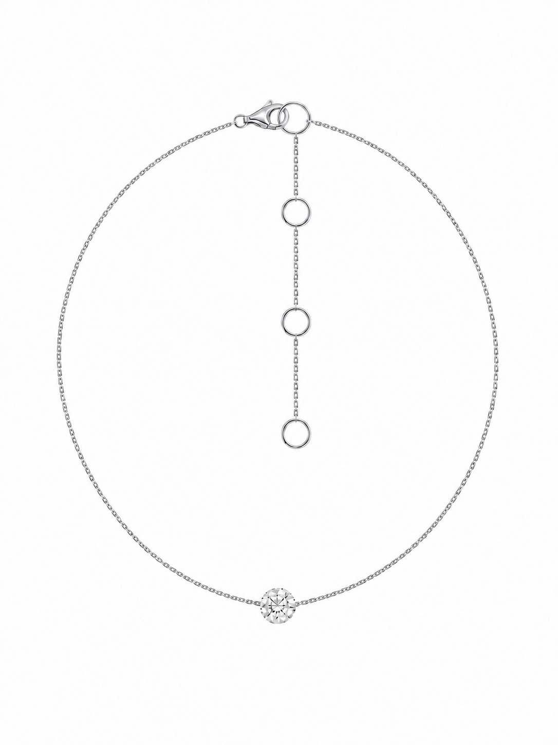 14k White Gold  Lab Diamond Single Drill Necklace