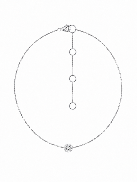 14k White Gold  Lab Diamond Single Drill Necklace