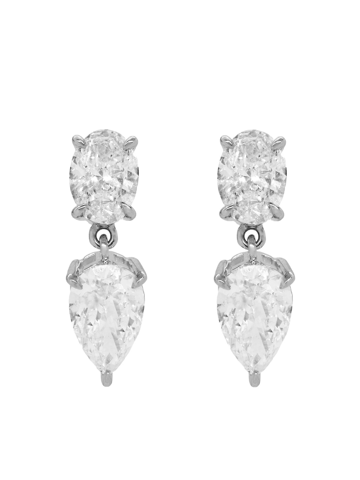 14k White Gold Lab Diamond Pear Drop Earrings