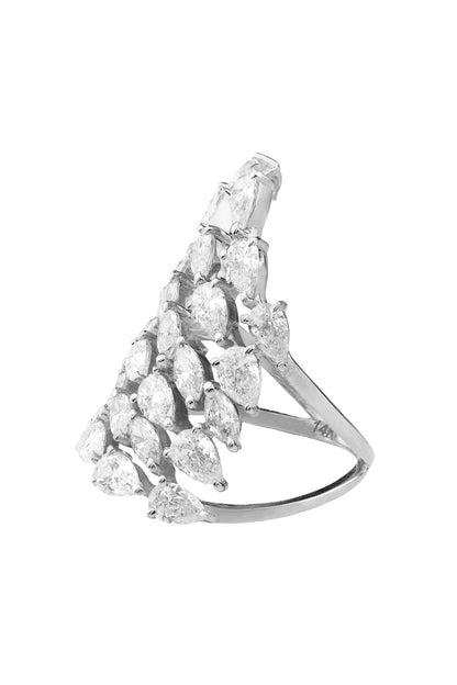14k White Gold Diamond Large Cluster Ring
