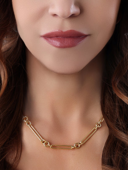 14k Yellow Gold Mixed Link Chain Necklace