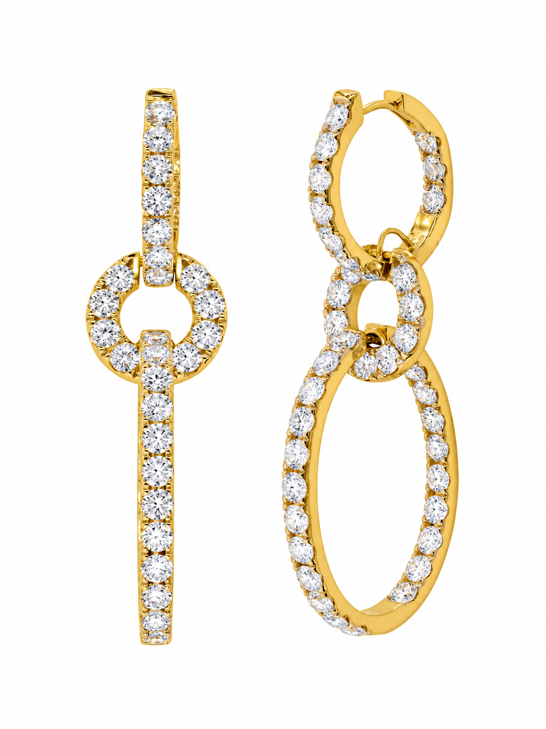 14k Yellow Gold Lab Diamond Multi Drop Earrings