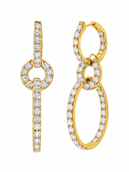 14k Yellow Gold Lab Diamond Multi Drop Earrings