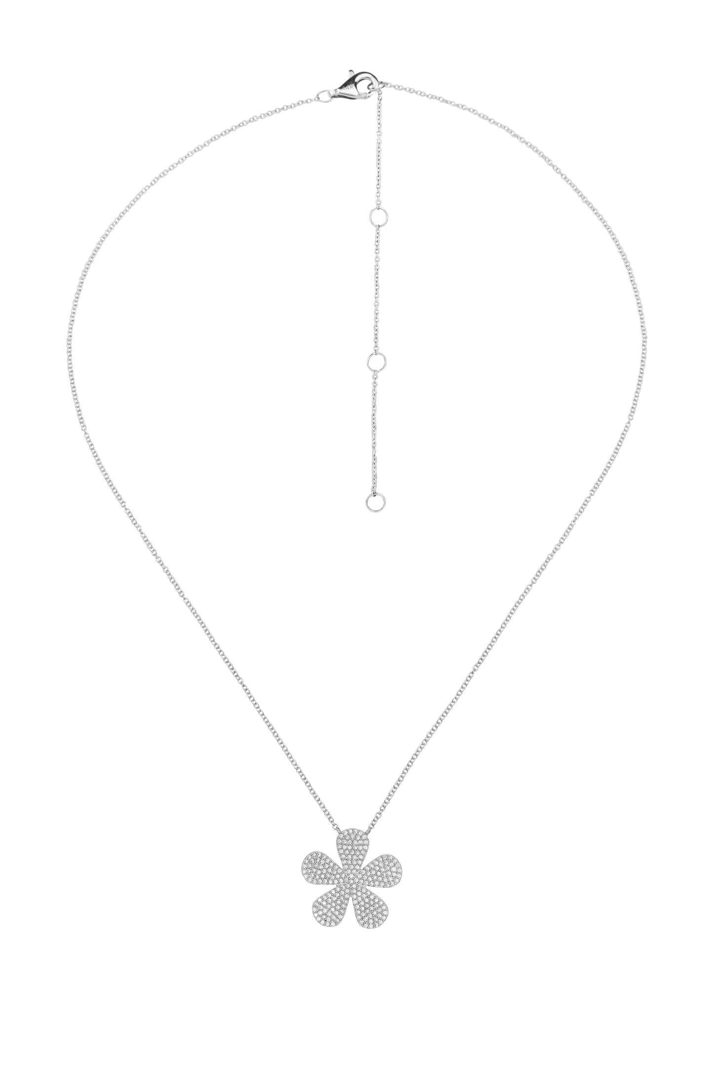 14k White Gold Diamond Daisy Necklace