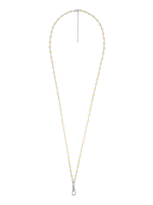 14k White Gold Pearl Wrap Charm Necklace