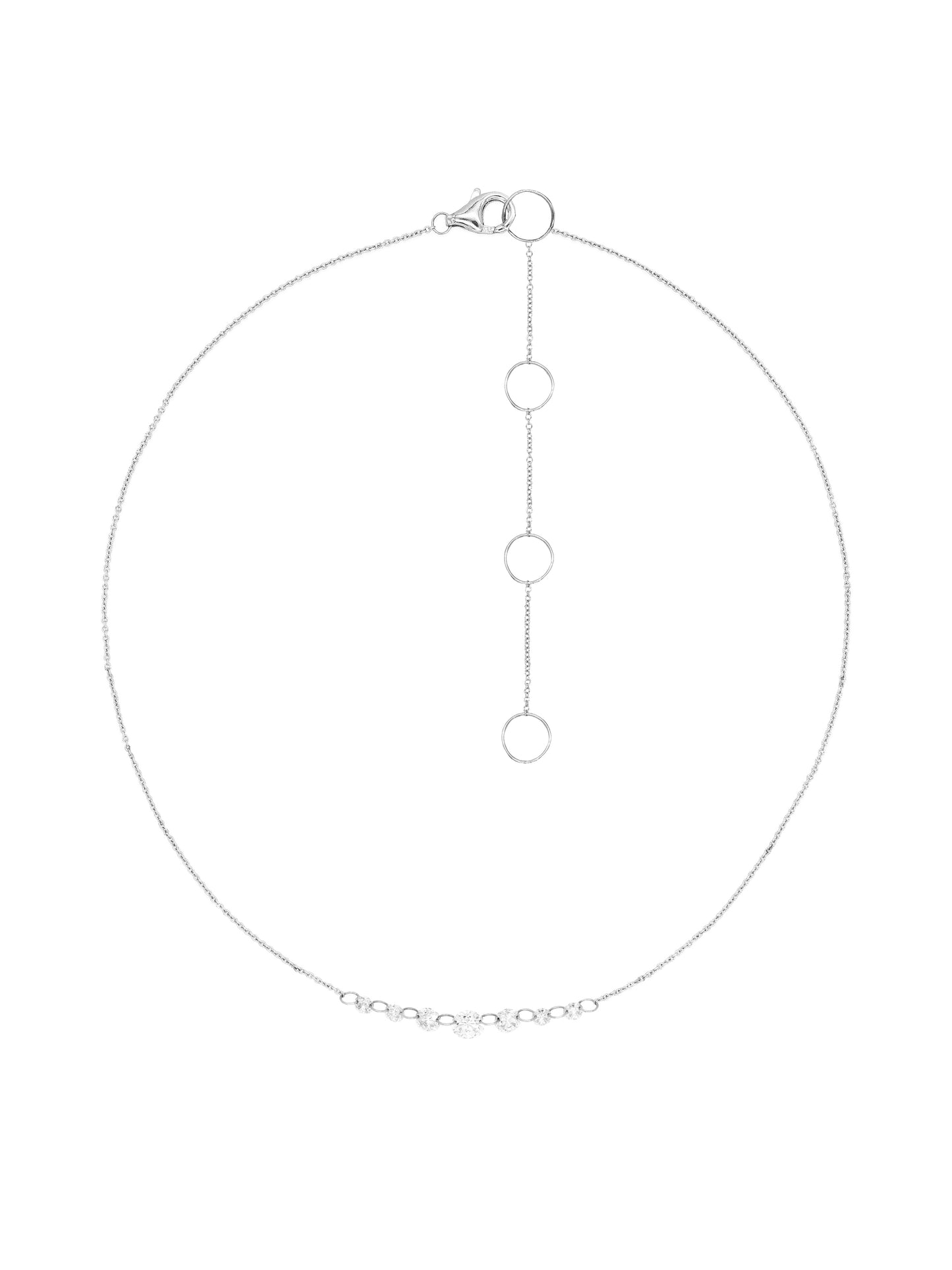 14k White Gold Drill Lab Diamond Seven Row Necklace