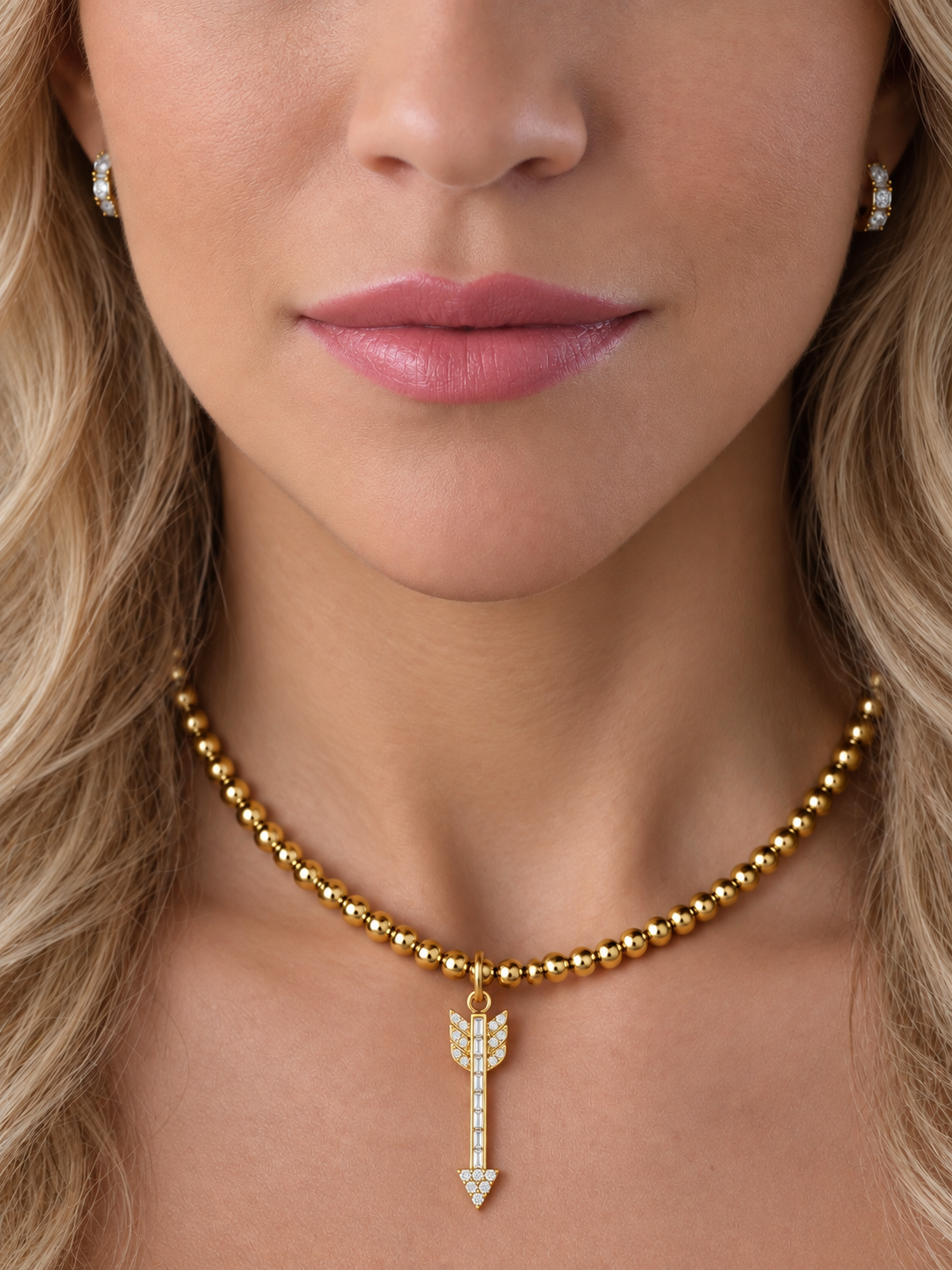 14k Yellow Gold Lab Diamond Large Arrow Charm