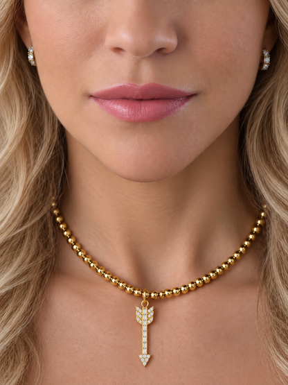 14k Yellow Gold Lab Diamond Large Arrow Charm