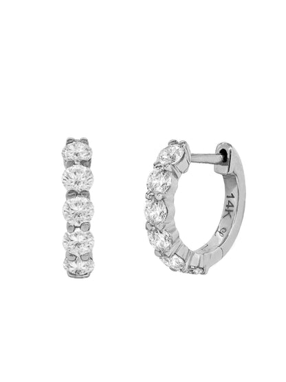 14k White Gold Lab Diamond Huggie