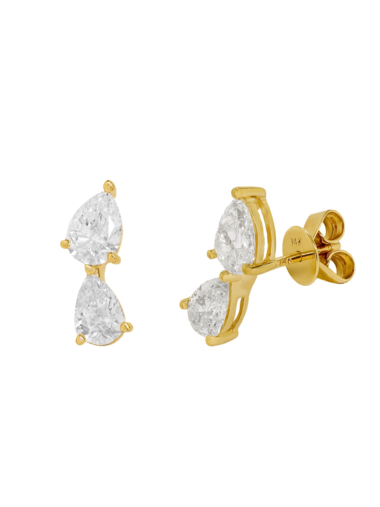 14k Yellow Gold Lab Diamond Multi Tear Crawler Earrings