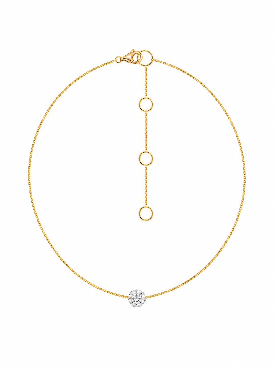 14k Yellow Gold  Lab Diamond Single Drill Necklace