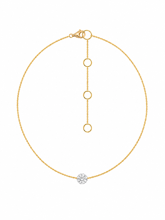 14k Yellow Gold  Lab Diamond Single Drill Necklace