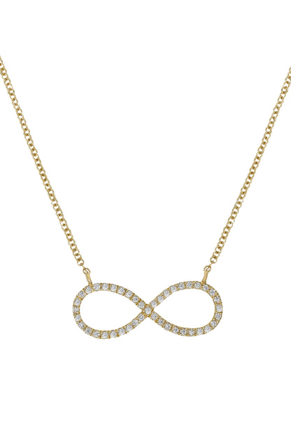 14k Yellow Gold Diamond Infinity Necklace