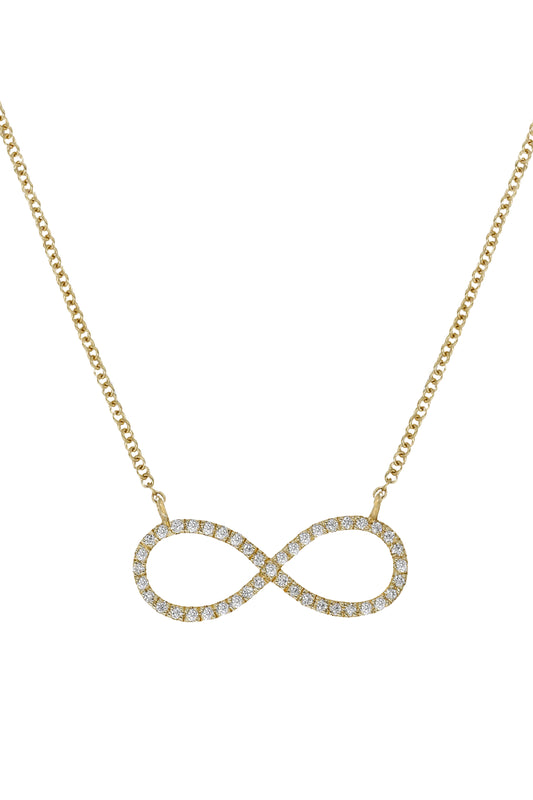 14k Yellow Gold Diamond Infinity Necklace