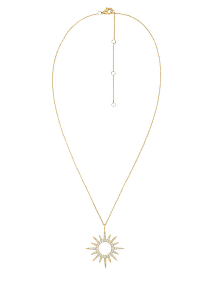 14k Yellow Gold Diamond Sunburst Necklace