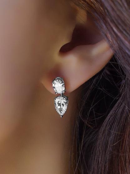 14k White Gold Lab Diamond Pear Drop Earrings