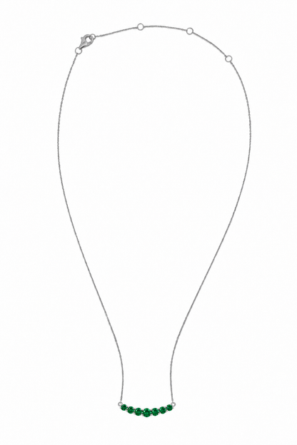 14k White Gold Lab Emerald Bar Necklace