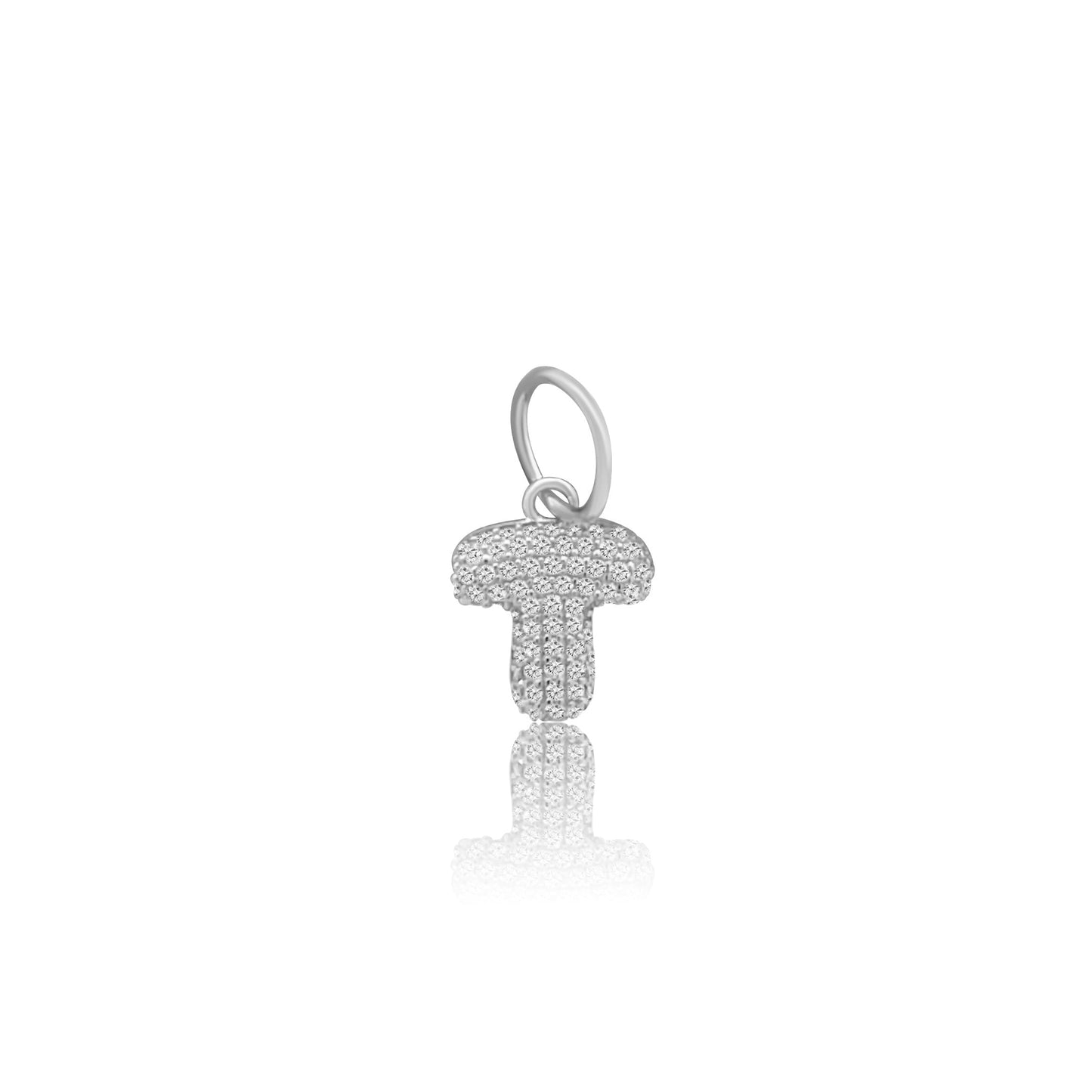 14k White Gold Diamond Bubble Letter Charm