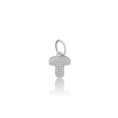 14k White Gold Diamond Bubble Letter Charm