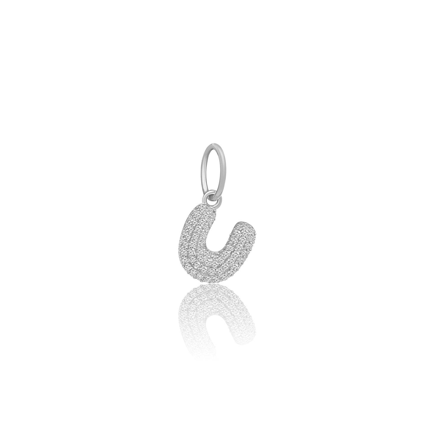 14k White Gold Diamond Bubble Letter Charm