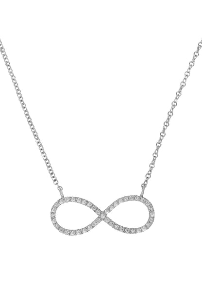 14k White Gold Diamond Infinity Necklace
