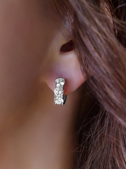 14k White Gold Lab Diamond Large Huggie Earrings