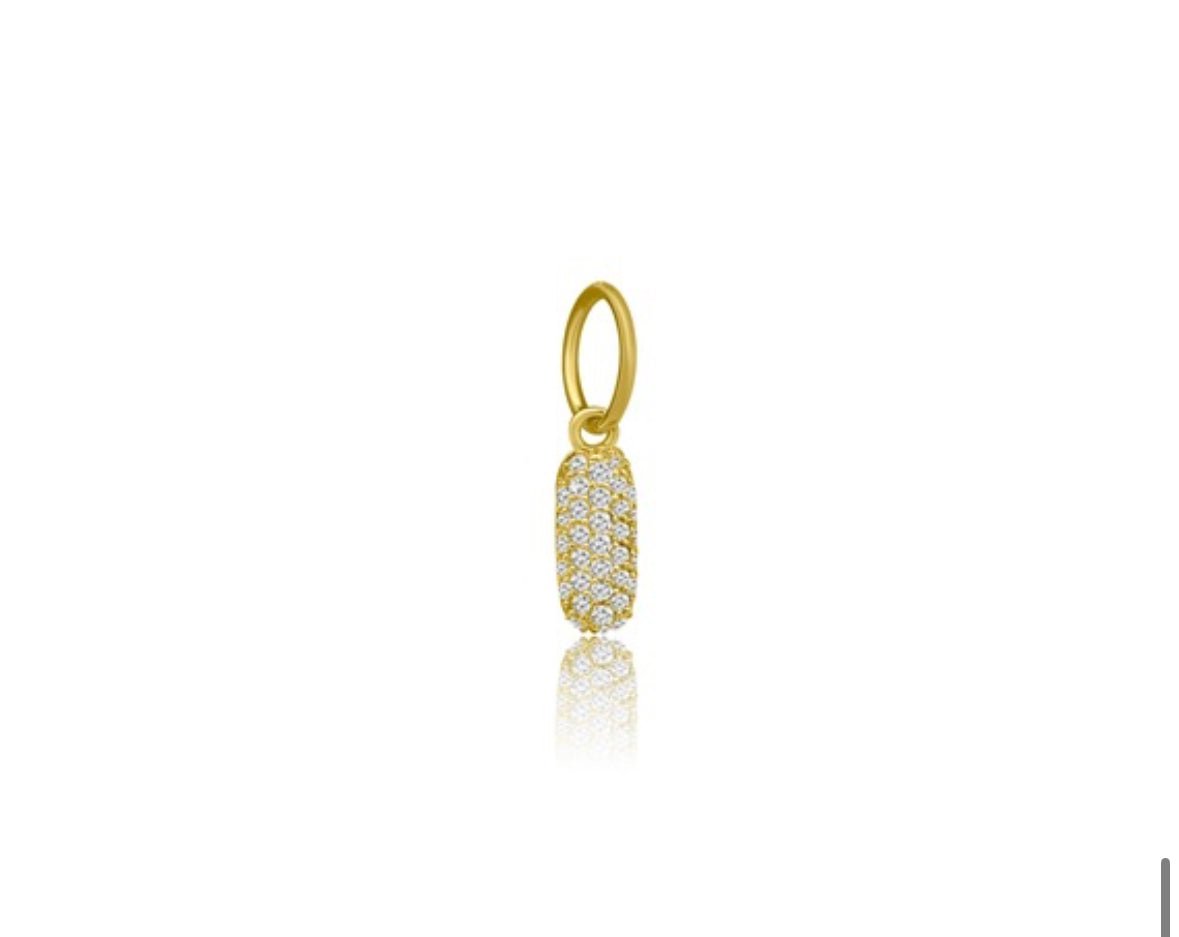 14k Yellow Gold Diamond Bubble Letter Charm