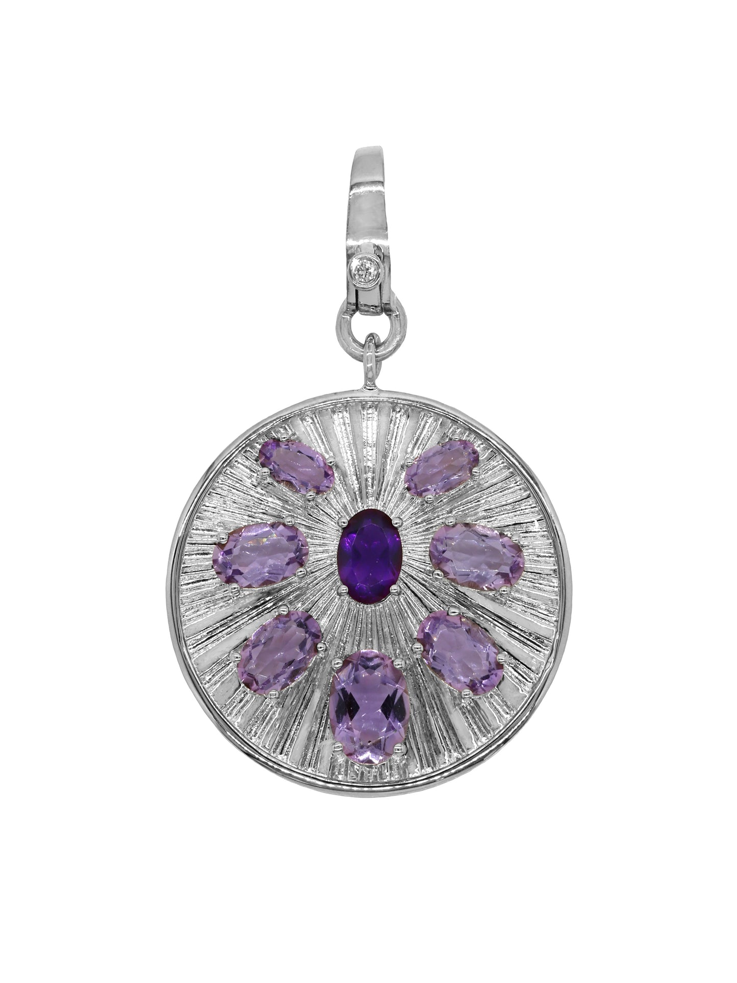 14k White Gold Amethyst Coin Lobster Clasp Charm